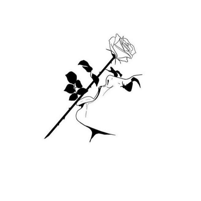 Szkic tatuaż róża i kobieta
