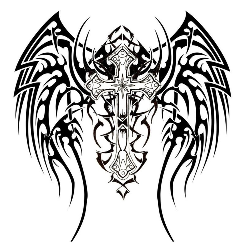 Skica na tetovanie s krídlami.
