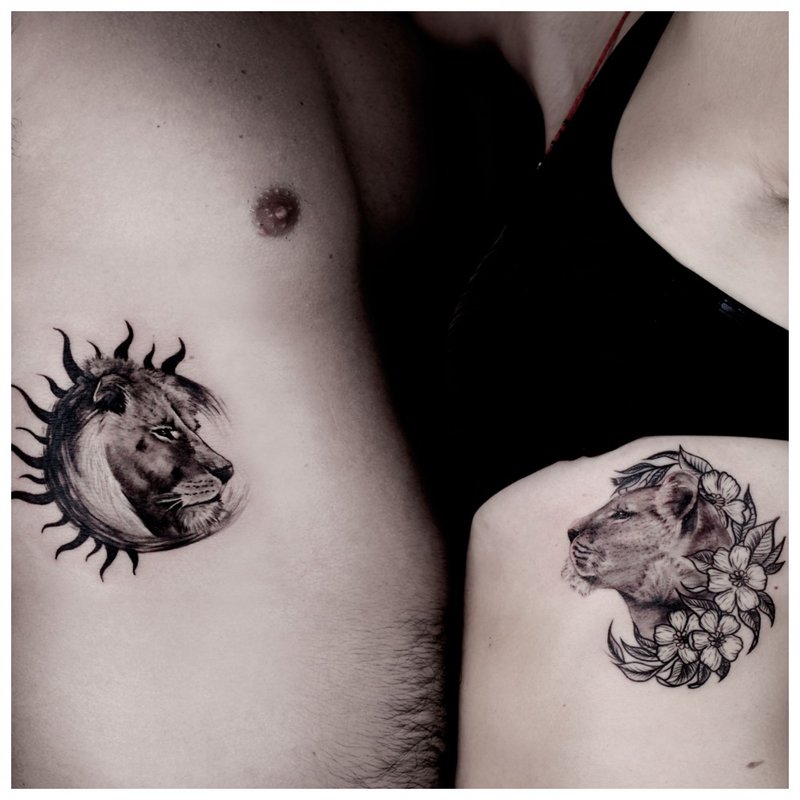 Motyw zwierzęcy dla podwójnego tatuażu