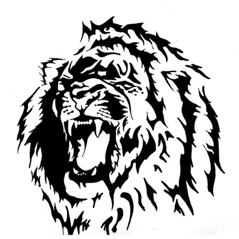 Schets voor tattoo met een leeuw.