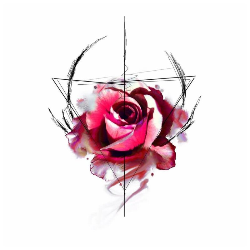 Szkic tatuaż dla akwareli - róża