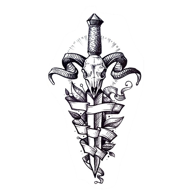 Sztylet - szkic tatuażu dla mężczyzny