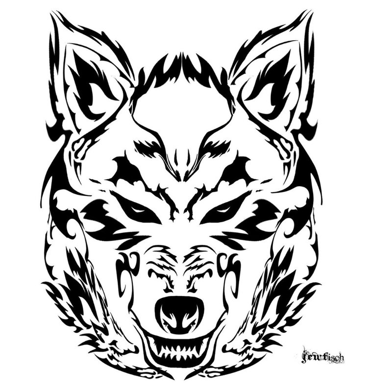 Скица на вълк за татуировка