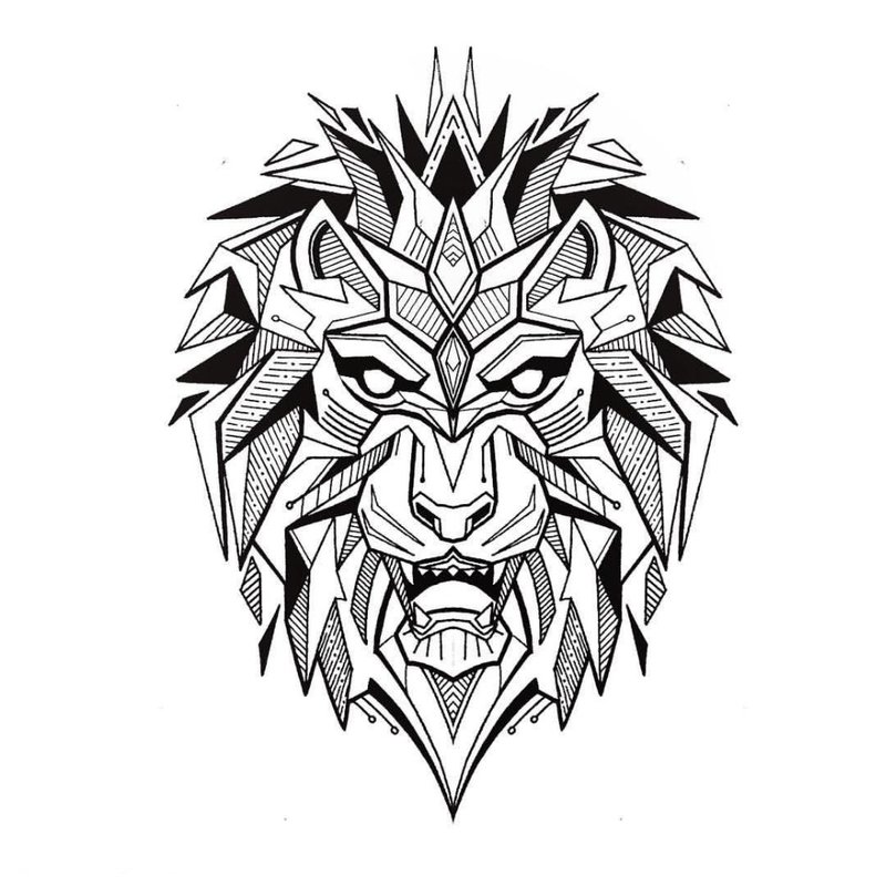 Ferocious lion - skisse av en tatovering