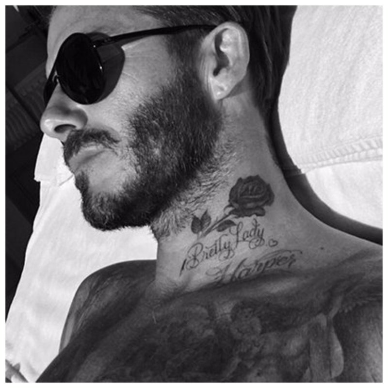 Tatuaż na szyi Davida Beckhama
