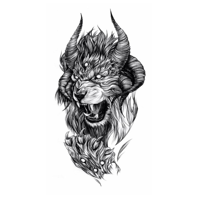 Grijns van een leeuw - schets voor tattoo